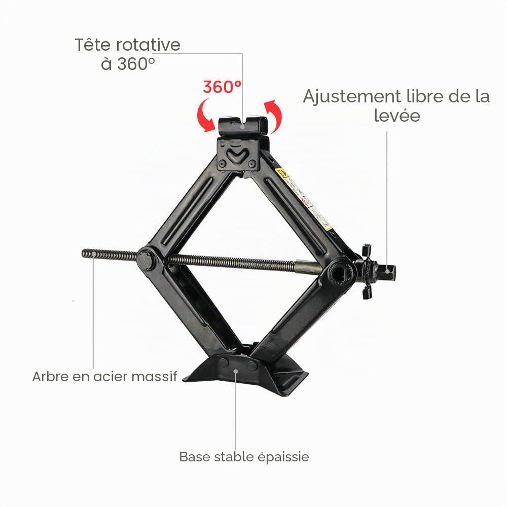 Kit de cric de voiture 2 tonnes, poignée de vitesse, cliquet économe et clé à roue 2 douilles, outil de levage portable