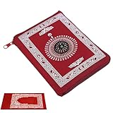 Brújula Alfombra de Oración Portátil y Plegable, Antideslizante para Viajes Familiares y Regalos Eid, Rojo
