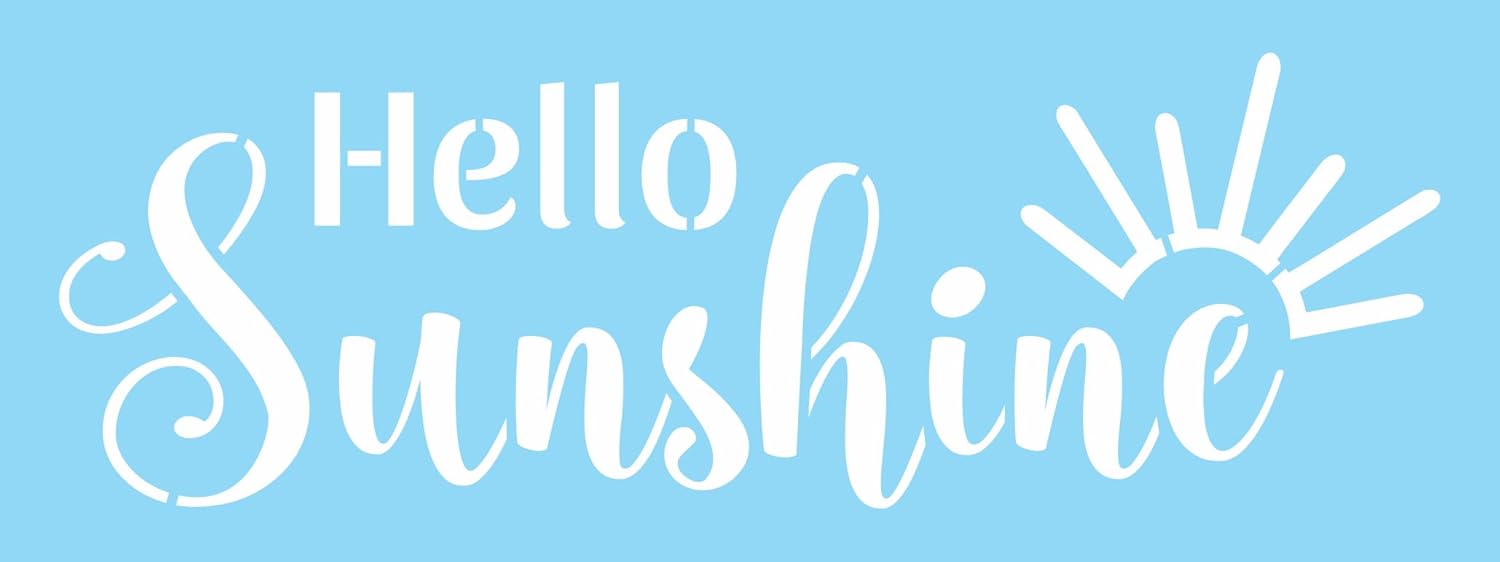 Hello Sunshine Stencil Sunburst Farmhouse Friends Family Home DIY Craft Signs
