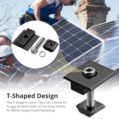 Anbte 10 PCS Solar Panels Brackets 35mm, Aluminium 6 x T-Shaped Mid Clamps + 4 x End Clamps, Solar Panel Mounting Brackets for Metal, Tin, Flat, Sheet Roofs, RV, Black by Anbte - Used condition - Image 4