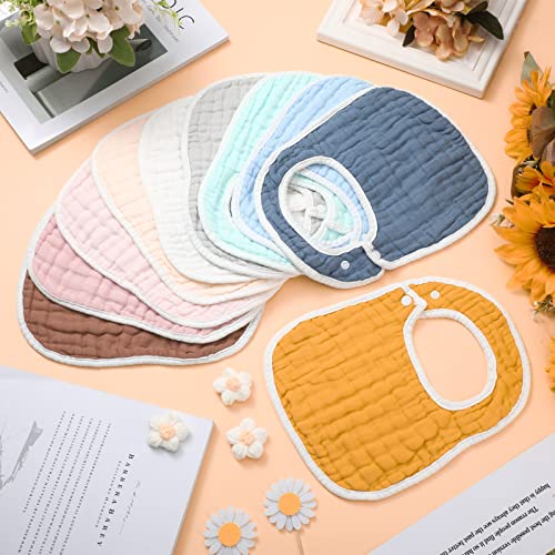 Loopeer 10 Pcs Snap Muslin Bibs Baby Bibs For Boy Girl Infants Newborns Bib Soft Snap Bibs For Teething Drooling (Colorful) #TOP6