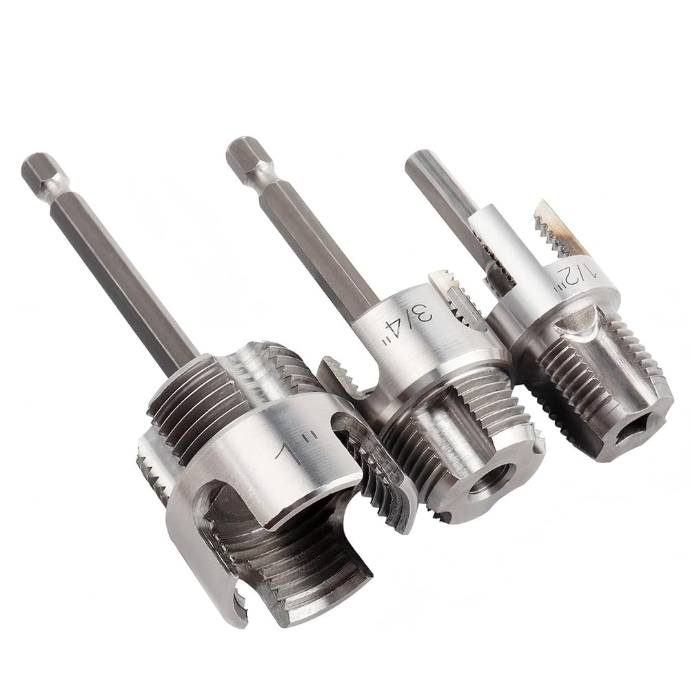 Ctrlzs Internal & External Pipe Threading Tool Pipe Thread Cutting Tool 3 Pcs Integrated Dual-Function For 1/2" & 3/4"& 1" Pvc