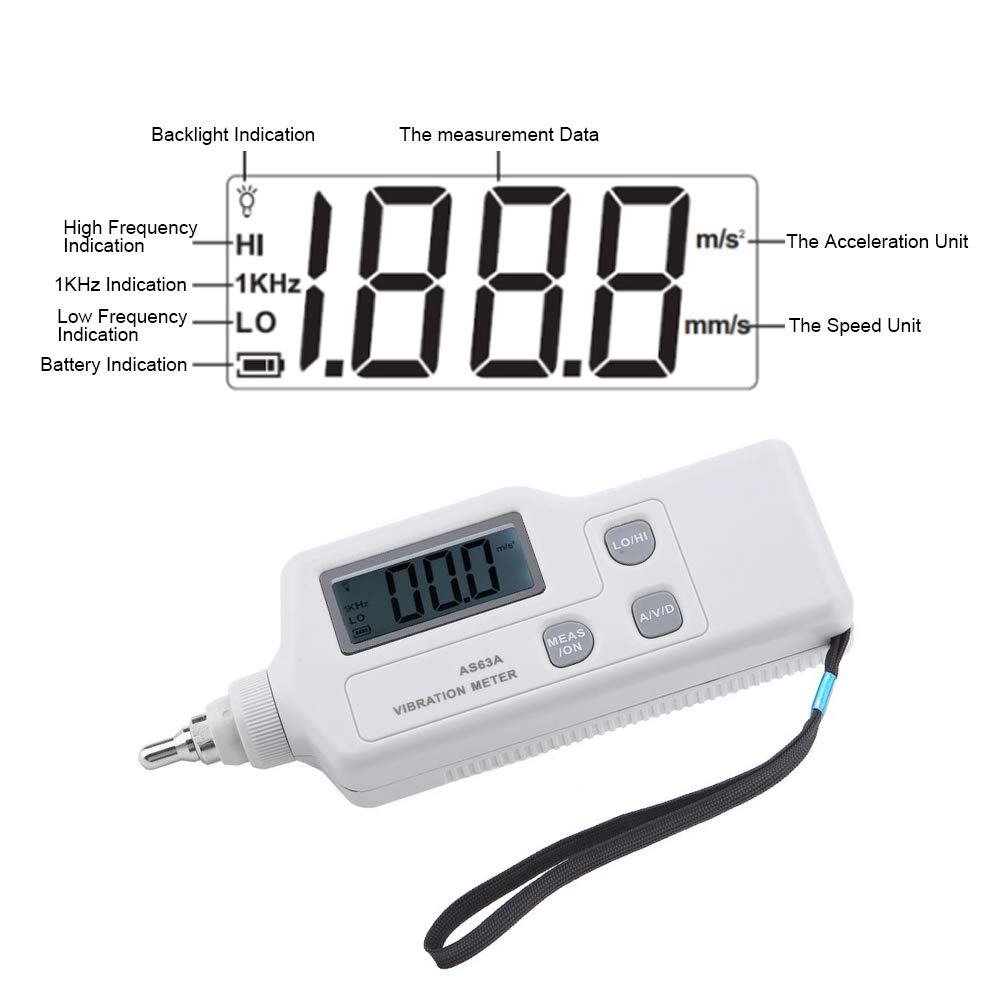 Vibromètre portatif numérique de mètre de vibration professionnel 0.1~199.9m / s LCD analyseur de fréquence de vibration