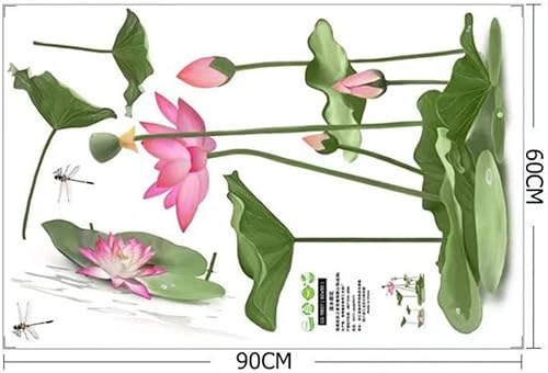 Miniatura 3 de Uneeruiqy Pegatinas de pared de flor de loto de estilo chino autoadhesivas, calcomanías de pared para sala de estar, dormitorio, decoraciones GS9807