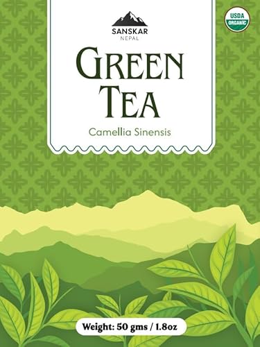 Sanskar Nepal - Green Tea, Superior Single-Origin Green Tea Leaves from Nepal, High-Altitude-Grown Loose Leaf Tea, 50 g/1.7 oz Bag Yields 25 Cups