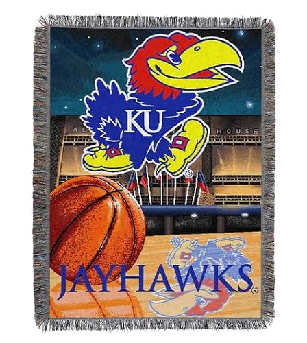 Northwest NCAA Kansas Jayhawks Woven Jacquard Throw Blanket, 46" x 60", Prestigious