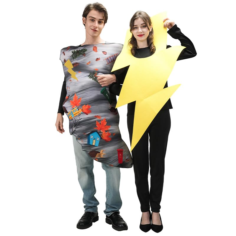 PGOND Tornado Scene Lightning Halloween Costume Autumn Leaves Design Adult Unisex (Tornado Lightning)