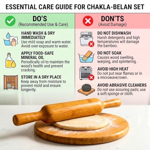 Image of Wooden Chakla Belan Set | Wooden Rolling Pin and Board Set | (9 inch chakla, 12 inch belan)