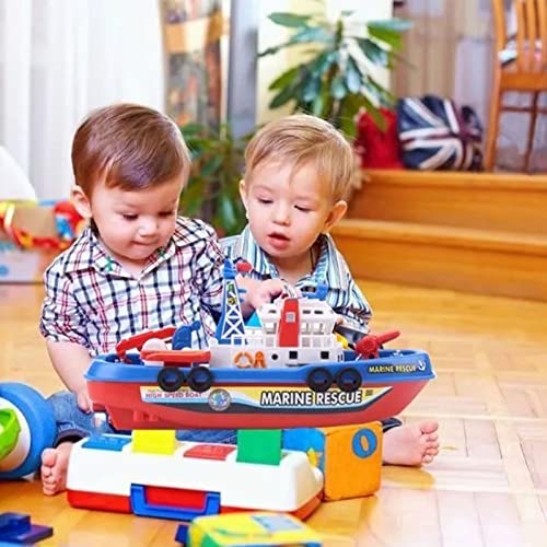 WBTY Kinder-Spielzeugboot, Elektrisch mit Musik-Licht-Wasser-Spray-Marine-Brandschutz-Modell