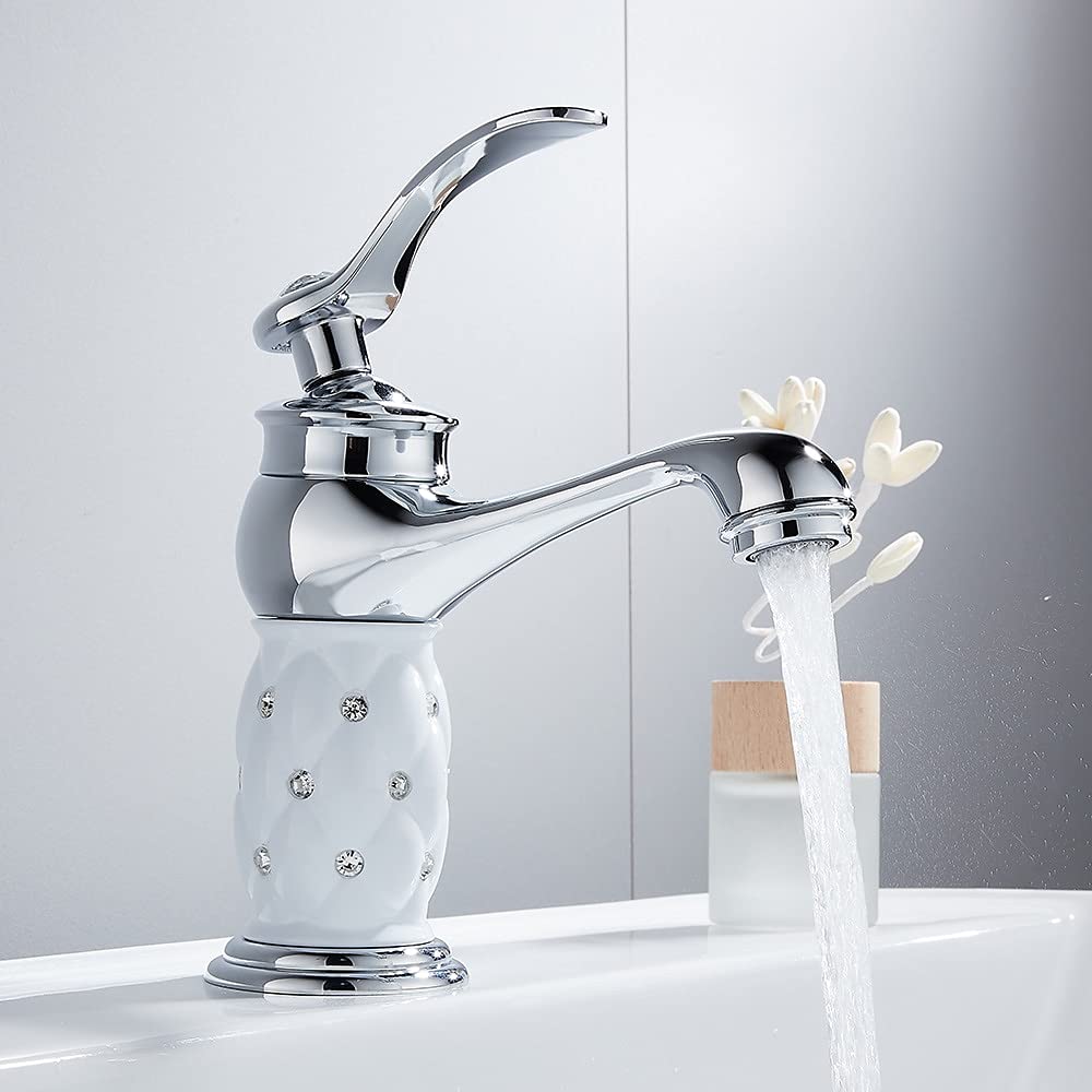 Mitigeur de lavabo style européen argenté pour rénovation de salle de bain