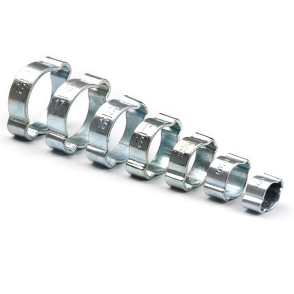60PCS Fascetta stringitubo a doppio orecchio placcato in zinco 5-7/7-9/9-11/11-13/13-15/14-17/15-18/17-20mm Morsetti per la lavorazione del legno Morsetti a molla per tubi, 80PCS