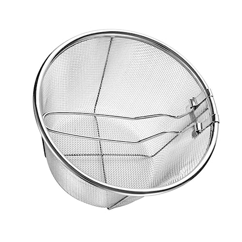 Gatuida Cesta Redonda Inoxidable Freír Cesta Plegable con Malla Fina y Mango Ergonómico Resistente al Calor para Separar Aceite y Escurrir Alimentos Fritos