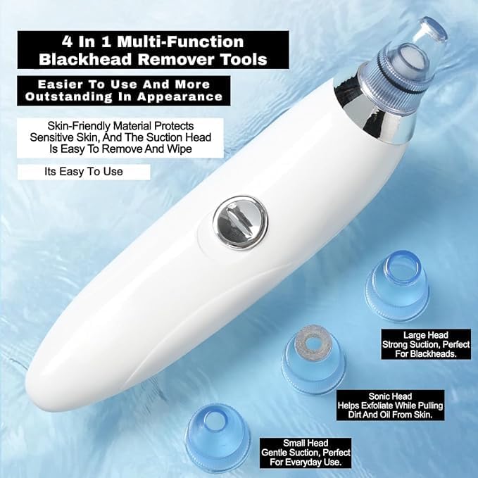 Image of 4 In 1 Multi-Function Blackhead Whitehead Extractor Remover Device Facial Cleansing Tool,Skin Cleaner,Pimple Removal Tool,Acne Pimple Pore Cleaner Vacuum Suction Tool For Men & Women