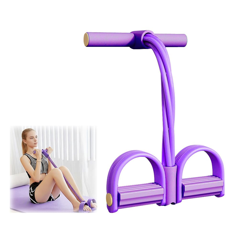 Multifunction Tension Rope with Pedals 6-Tube Elastic Resistance Band for Yoga Fitness Pedal Pull Rope for Full Body