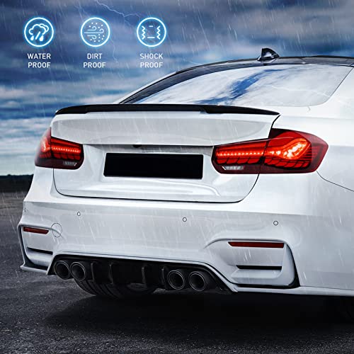 Oled Taillight Tail Brake Light Assembly For F30 F80, 2014-2019 Bmw 3 Series M3, 2012-2018 320I/328I/328D/330E/330I/335I/340I/345I/Xdrive, Dynamic Startup Dragon-Scale Running Light, Red Lens #TOP4