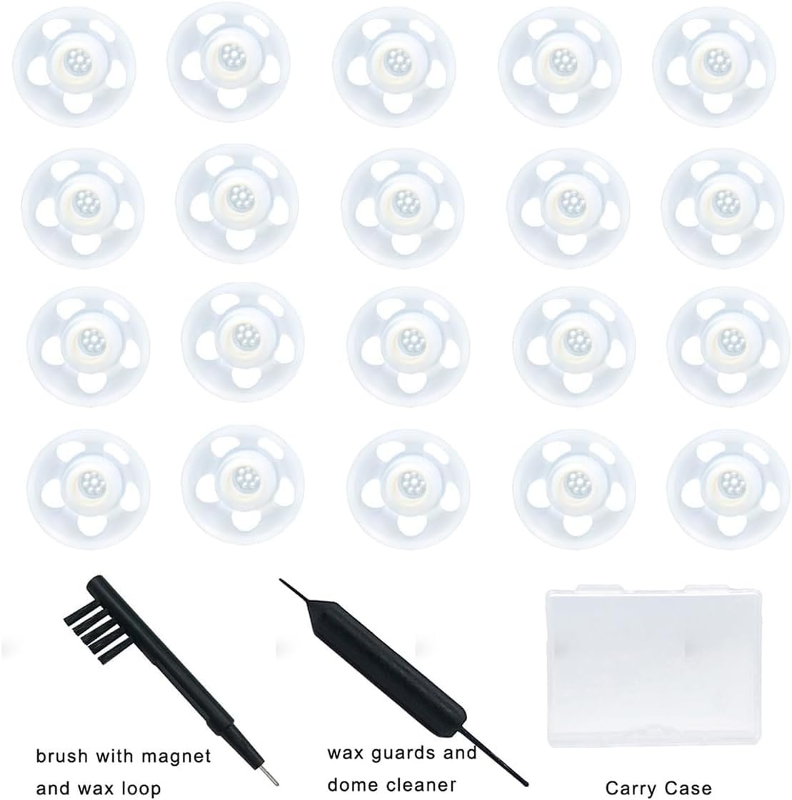 Cúpula abierta de 4 mm/8 mm/10 mm para audífonos Connexx/Siemens/Signia y Rexton RIC con cepillo de limpieza y bolsa de transporte, 20 unidades (8 mm)