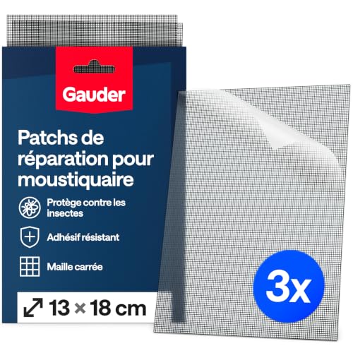 GAUDER Patchs de réparation moustiquaire (3 Patchs - 130 x 180 mm)