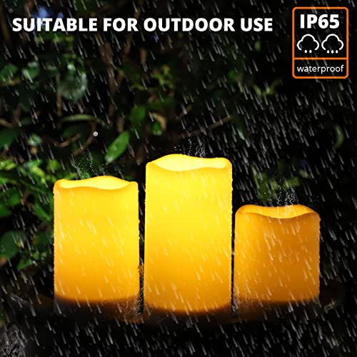 NURADA Large Outdoor Solar Powered Candles - Flameless Pillar Waterproof Rechargeable Candle Set, White Resin, LED Light,Rechargeable Solar Battery Included, for Patio Decor, 3.25"x4"5" 6" - Image 5