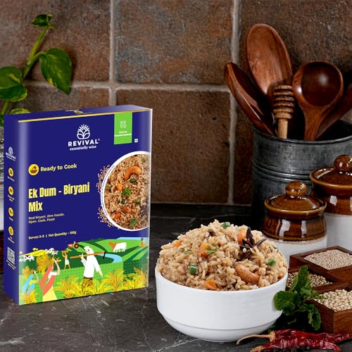 Image of Revival Millet Combo Pack - Instant Biryani, Pongal, Bisi Bele Bath & Pancake Mix (800g) | High-Protein, High-Fiber | Healthy Ready-to-Cook Indian Meals | No Preservatives