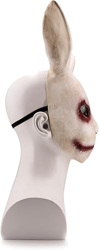 Miniatura 5 de Máscara de conejo de terror, máscara de cosplay de animales aterradores de Halloween, disfraz de conejo espeluznante, accesorios para fiesta