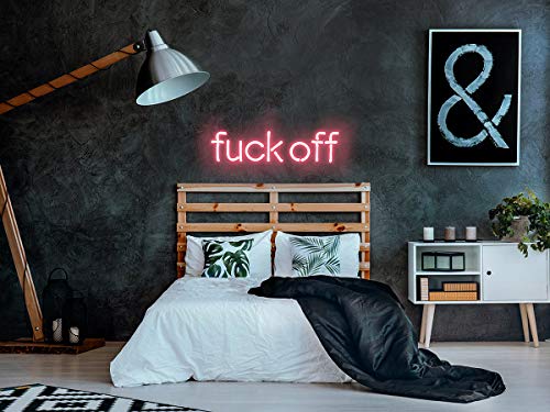 Neon Signs Fuck Off, Neon Sign Pink Neon Lights Neon Light Sign Real Glass Neon Signs Custom Neon Words for Wall Bedroom Room Party Christmas Halloween Decor - Thumbnail 6