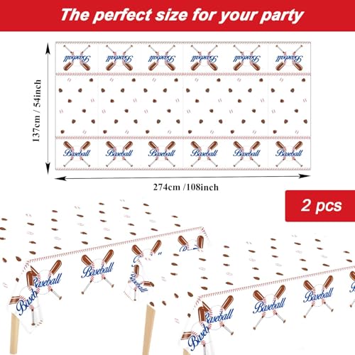 Image of 24 Guests Baseball Birthday Party Supplies Plates Napkins Tablecloths Baseball Party Decorations Sports Theme Paper Disposable Tableware Set Decoration Favors