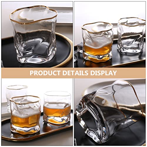 Copos de uísque de cristal para licor, copos de rum Bourbon com forro dourado para bar, casa, copo d