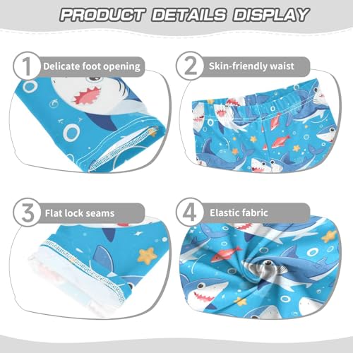 Little Sharks Girls' Leggings Toddler Doodles Cute Kids Yoga Pants Dance Active Tights 4T3