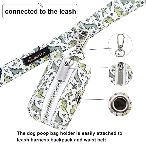 Image of ARING PET Dog Waste Bag Dispenser, Cotton Doggy Poop Bags Holders Attach to Any Leashes, Portable Washable Dinosaur Pet Waste Pouch Dispenser with Metal Zipper