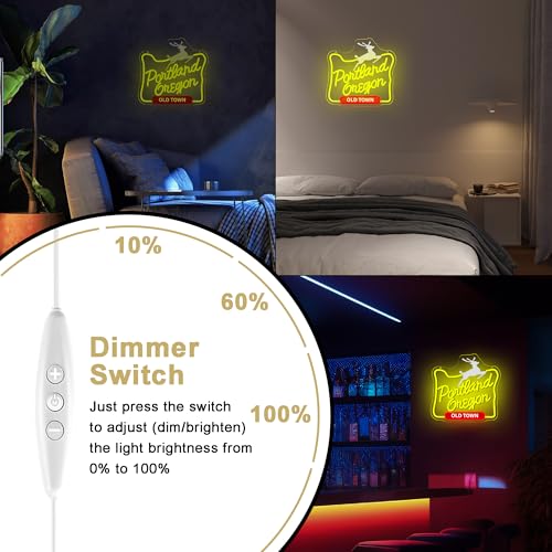 Image of Mutank Portland Oregon Neon Sign, Iconic City Neon Light USB Powered LED Dimmable, for Portland Themed Room Decor Game Room Man Cave Home Bar Decor(12.9 * 12.5 In)