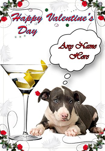 Pit Bull Terrier Puppy TV216 Fun Cute Valentine 's Day Karte A5 personalisierbar Grußkarte