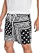 Floerns Men's Boho Paisley Graphic Print Drawstring Waist Essentials Summer Bandana Shorts with Pocket Black & White Paisley Small