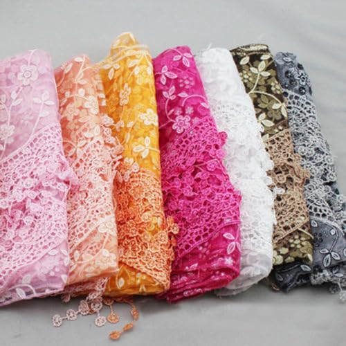 SHALISI Lace Scarf for Women Ladies Tassel Scarves Elegant Floral Headwrap Tippet Shawl Wrap Triangle Veil Bandana4