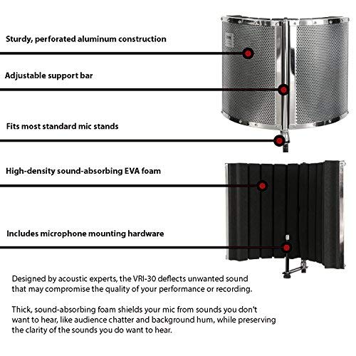 Lyxpro Vri-30 Sound Absorbing And Vocal Recording Microphone Isolation Shield Panel With Studio Monitor Professional Headphones For Home Office Portable & Foldable Stand Mount Adjustable #TOP2