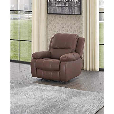 Betsy Furniture Microfiber Recliner Set Living Room Set, Sofa Loveseat Chair Pillow Top Backrest and Armrests 6288 (Brown, Chair) Cover