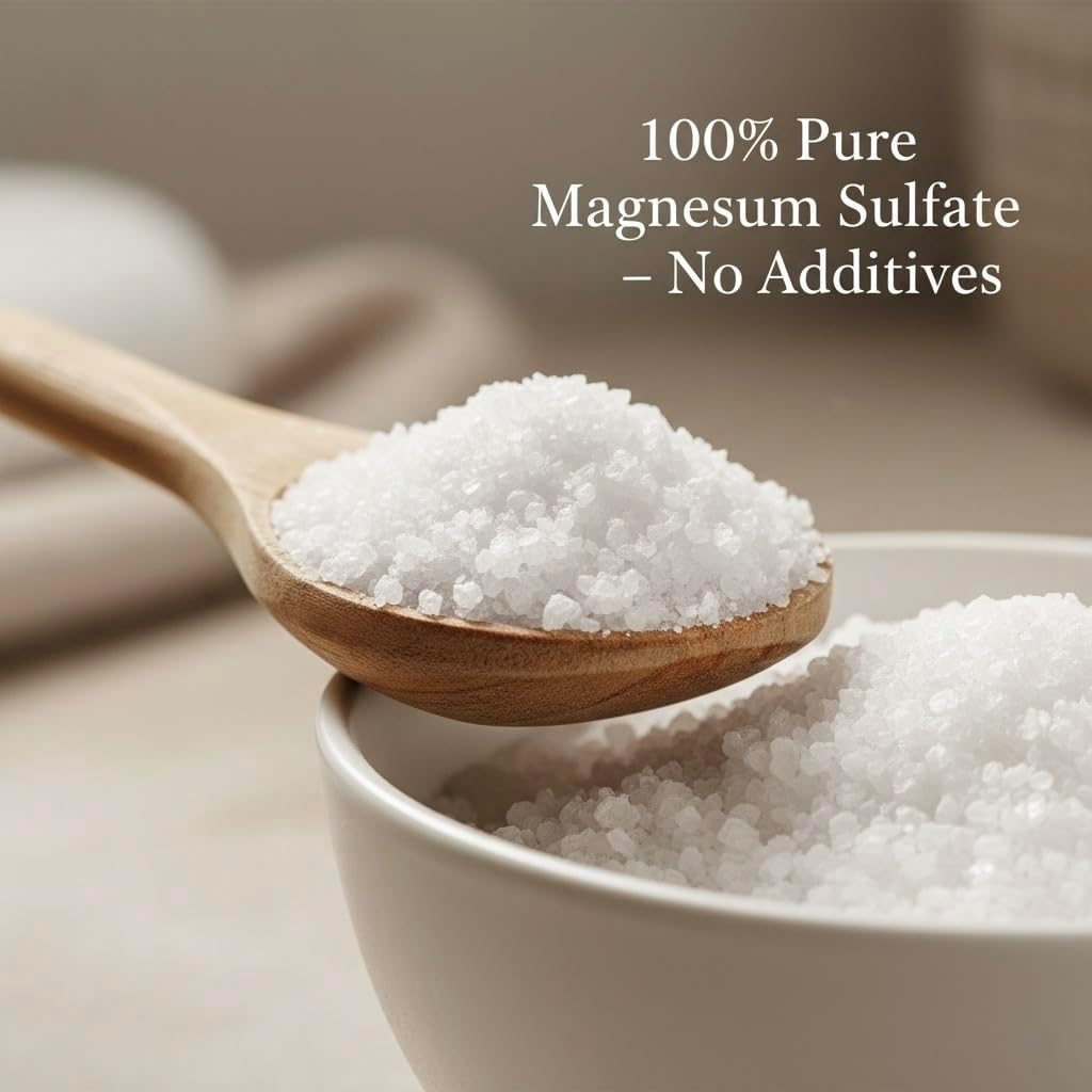 Organic Herb Epsom Salt, Premium Magnesium Sulfate Soaking Salt, USP Grade, Unscented, Ideal for Bath Soak, Foot Soak & Muscle Relaxation, 8 oz (227g)