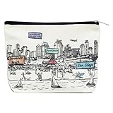 Beary Blu Cities Around the World Artwork Cosmetic Bag Series – Designed in USA, Travel Makeup Bag with Zipper, Souvenir Gift for Women, Artwork Organizer for Purse or Toiletry (San Diego)