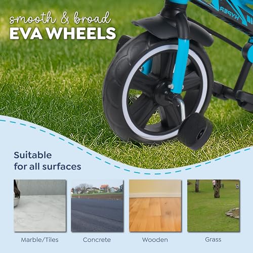Image of Luusa Hyper PRO Canopy Plug N Play Tricycle /Baby Tricycle with Parental Control for Age Group 2+ Years Boys /Girls /Carrying Capacity Upto 30-KGS Proudly Made in India (Ice-Blue) | Canopy