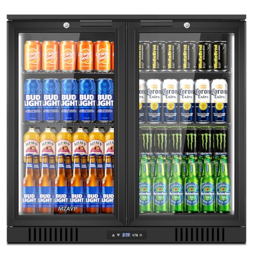 Image of Back Bar Cooler with 2 Glass Door, Commercial Beverage Fridge Under Counter, 7.2 Cu.Ft Display Refrigerator with Safety Locks for Beer, Soda, Wine, Built-In /Freestanding for Bar Restaurant Home
