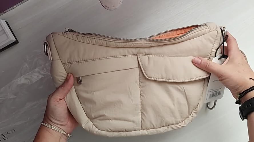 Expatrié Vivy Schoudertas voor dames, halve maantas, kleine donstas, zachte crossbody halve maan tas, verstelbare modieuze heuptas, waterdicht, Zwart, Eén maat