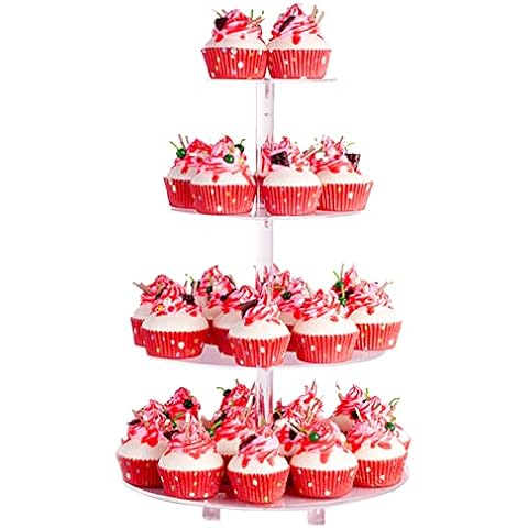 SOQKEEN Cupcake Ständer, Tortenständer 4 Etagen Acryl Cover