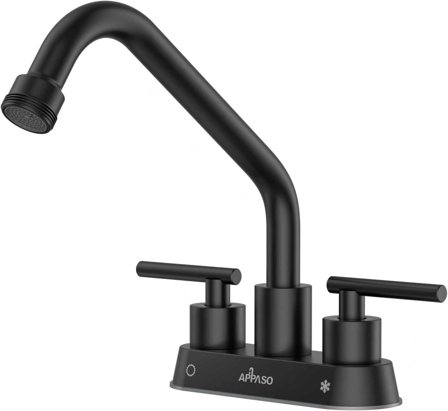 APPASO Laundry Sink Faucet, 4 Inch Centerest Laundry Faucets for Utility Sink, Utility Sink Faucet, NPT3/4 Thread End Spout for Garden, 2 Handle, Black Faucet for 2 or 3 Hole