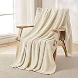 Joydeco Chunky Cable Knit Throw Blanket, Lightweight 100% Cotton Soft Cozy Throw Twin Blanket for Couch Bed and Sofa, Rustic Breathable Farmhouse Blanket Gift for Women Men(Cream White, 51'x63')