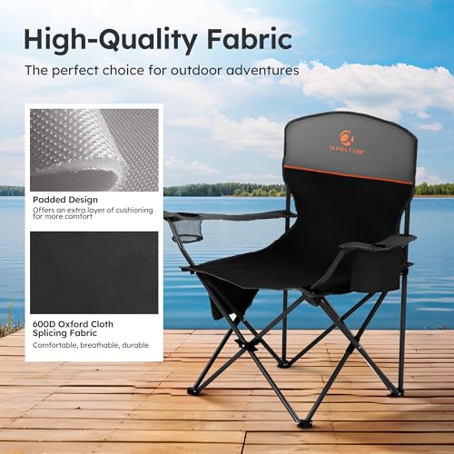 LET'S CAMP Camping Chair 2 Pack Folding Chair with 3-Can Cooler Bag Portable Lawn Chair with Cup Holder の商品画像 5