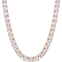 Apzzic 4mm Iced Out Gold Plated Tennis Chain Round Cubic Zirconia Diamond Cuban Link chain For Women Men