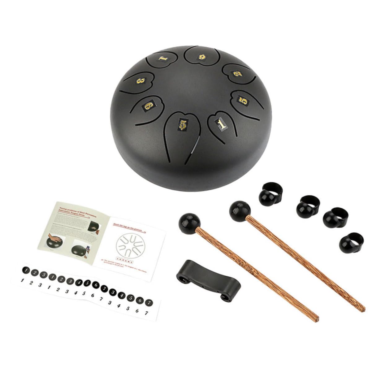Levemolo Instrumento Etéreo de Metal Negro, Percusión para Principiantes, Sonido Penetrante, Uso con Manos o Baquetas, para Yoga y Meditación