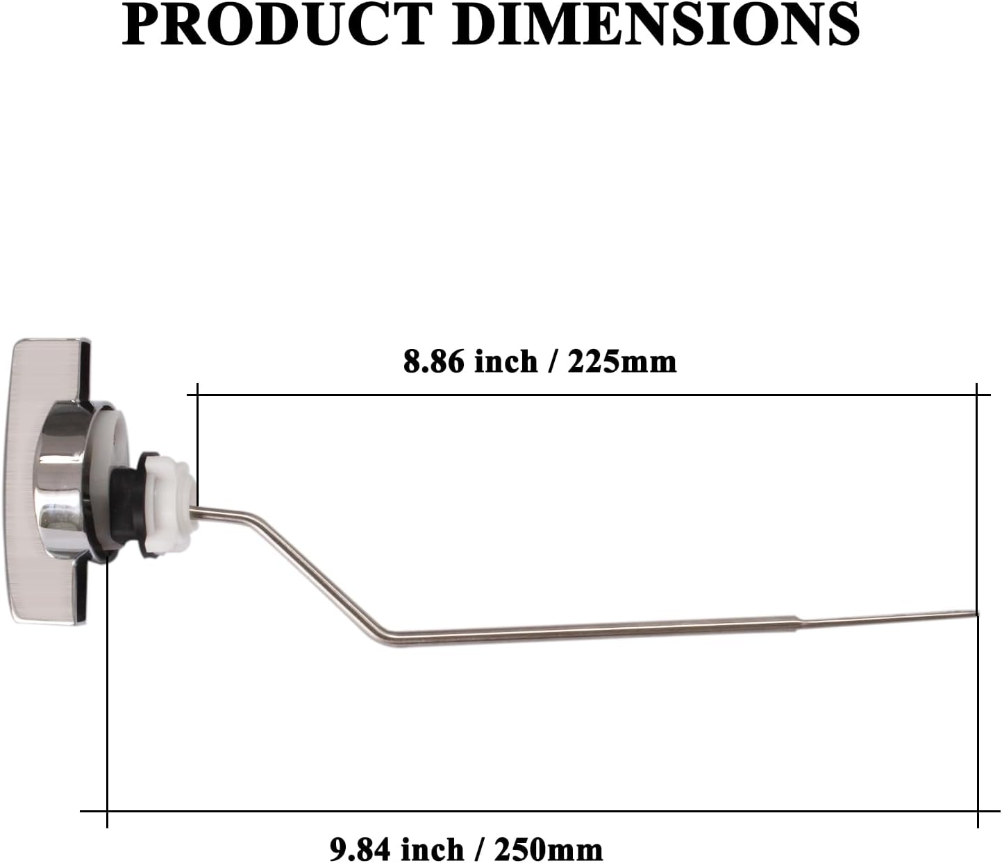 Side Mount Toilet Handle Stainless Steel Trip Lever Compatible with Villeroy & Boch Toilets O.NOVO 5697US01 - Chrome