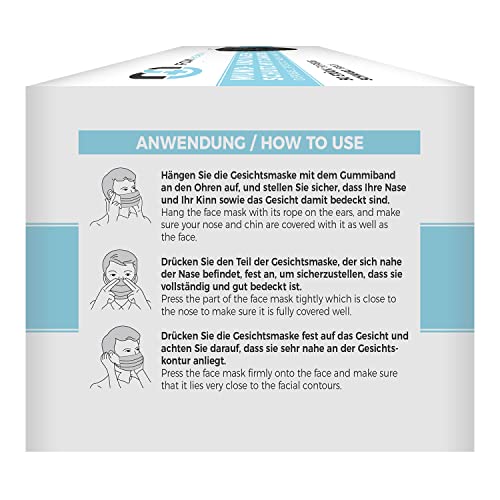 MeaVita medizinischer Einweg Mund- und Nasenschutz, schwarz im 50er Pack, Typ IIR, 3-lagig, , Einweg Maske, Gummizug