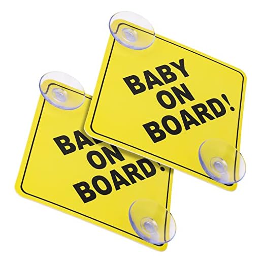 Cobee Baby an Bord Auto Warnschilder - 2 Stück 12,7 x 12,7 cm Sicherheits Autoschild Mit Doppelten Saugnäpfen - Wiederverwendbarer Aufkleber für Autofenster (Stil A)