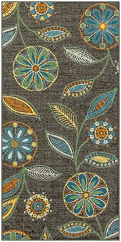 Maples Rugs Reggie Floral Kitchen Rugs Non Skid Washable Accent Area Carpet [Made in USA], Multi, 2'6" x 5'